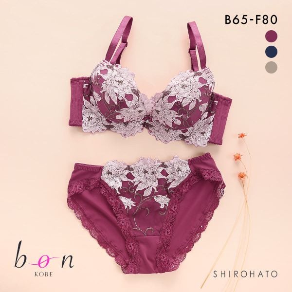 ビーオーエヌ bon 美胸 脇寄せ バストメイクブラ 美胸引き立つ バラ柄レース シリーズ ブラジャー ショーツ セット BCDEF