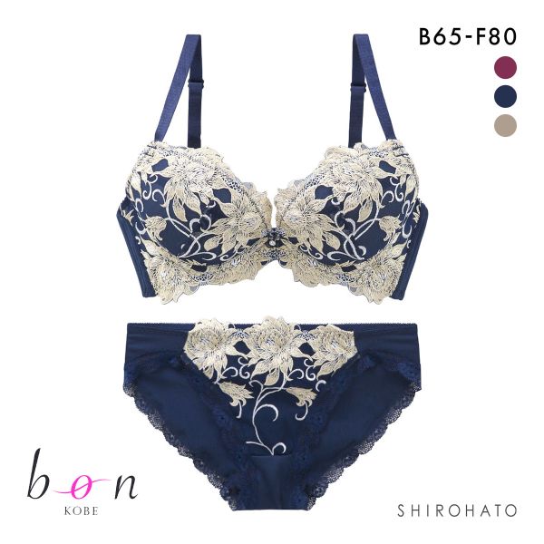 ビーオーエヌ bon 美胸 脇寄せ バストメイクブラ 美胸引き立つ バラ柄レース シリーズ ブラジャー ショーツ セット BCDEF