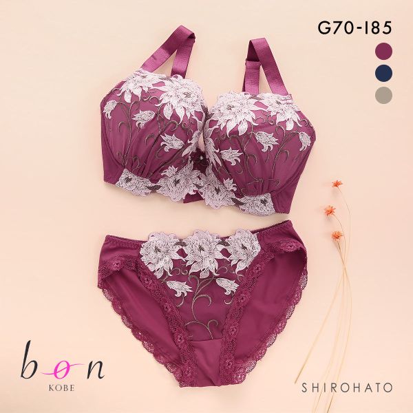 ビーオーエヌ bon 美胸 脇寄せ バストメイクブラ 美胸引き立つ バラ柄レース シリーズ ブラジャー ショーツ セット GHI