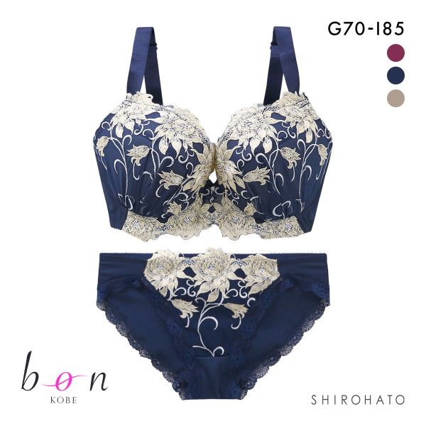 ビーオーエヌ bon 美胸 脇寄せ バストメイクブラ 美胸引き立つ バラ柄レース シリーズ ブラジャー ショーツ セット GHI