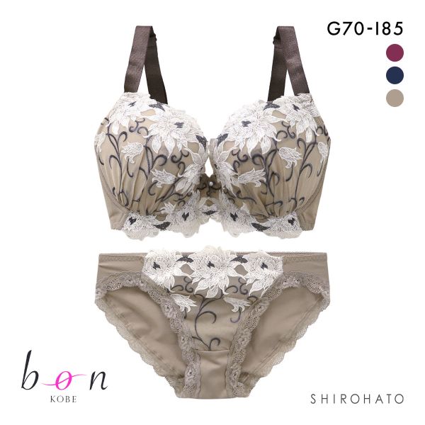 ビーオーエヌ bon 美胸 脇寄せ バストメイクブラ 美胸引き立つ バラ柄レース シリーズ ブラジャー ショーツ セット GHI