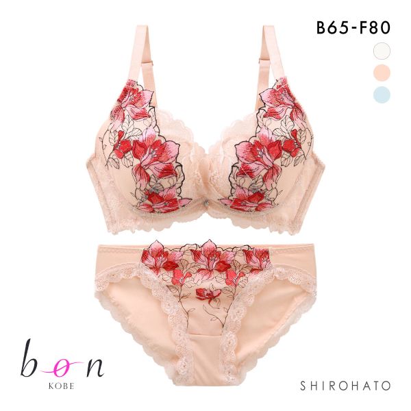 ビーオーエヌ bon 脇スッキリバストメイクブラ カシュクール アイランドフラワー シリーズ 脇高 ブラジャー ショーツ セット BCDEF 脇肉