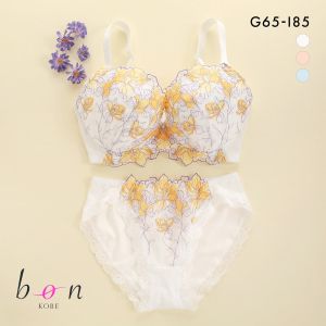 ビーオーエヌ bon 脇スッキリバストメイクブラ カシュクール アイランドフラワー シリーズ 脇高 ブラジャー ショーツ セット GHI 大きいサイズ