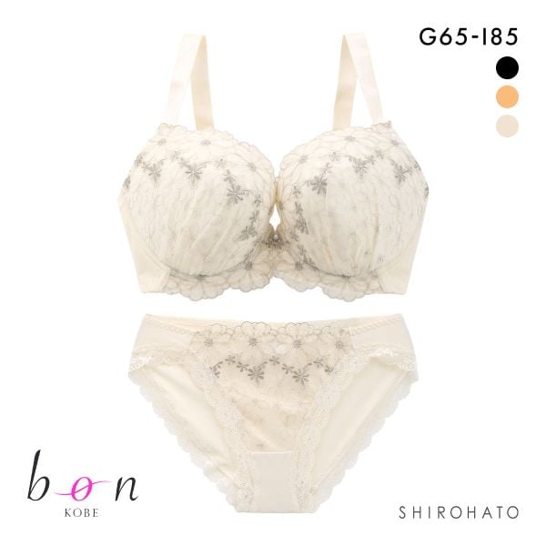 ビーオーエヌ bon フェミニン フラワー カシュクール シリーズ 脇高 ブラジャー ショーツ セット GHI 大きいサイズ 脇すっきり 脇肉