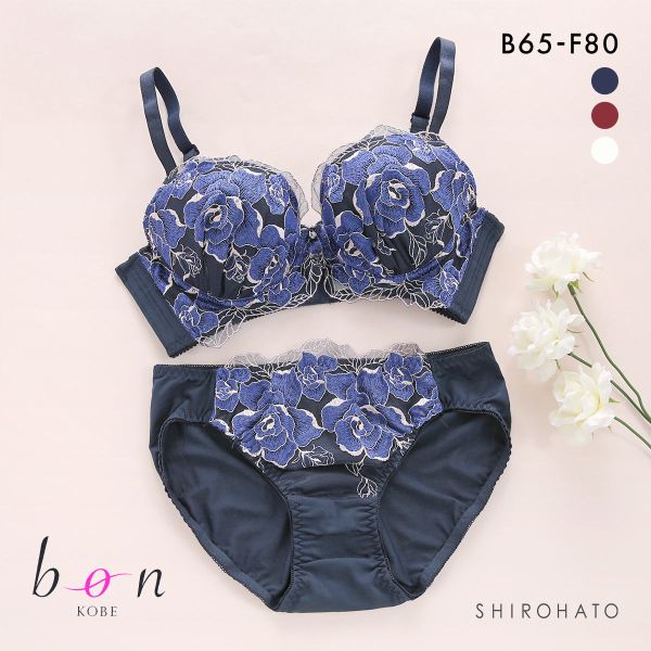 ビーオーエヌ bon 美胸 脇寄せ バストメイクブラ 大輪のバラ柄レース シリーズ ブラジャー ショーツ セット BCDEF 脇すっきり 脇高 脇肉