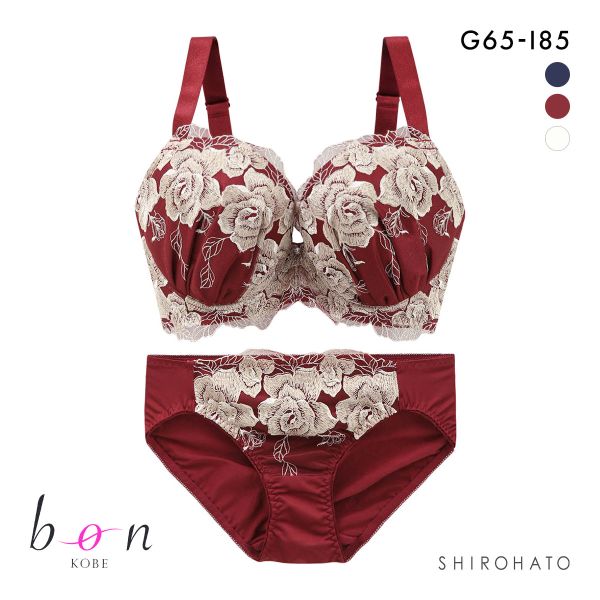 ビーオーエヌ bon 美胸 脇寄せ バストメイクブラ 大輪のバラ柄レース シリーズ ブラジャー ショーツ セット GHI 脇すっきり 脇高