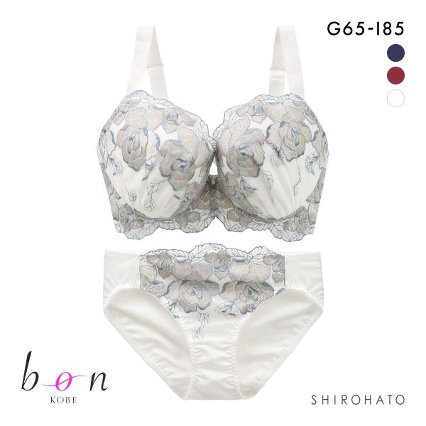 ビーオーエヌ bon 美胸 脇寄せ バストメイクブラ 大輪のバラ柄レース シリーズ ブラジャー ショーツ セット GHI 脇すっきり 脇高