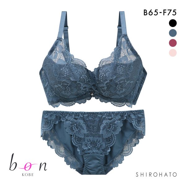 ビーオーエヌ bon 脇スッキリバストメイクブラ モノトーンレーシーカシュクール シリーズ 脇高 ブラジャー ショーツ セット BCDEF 脇肉