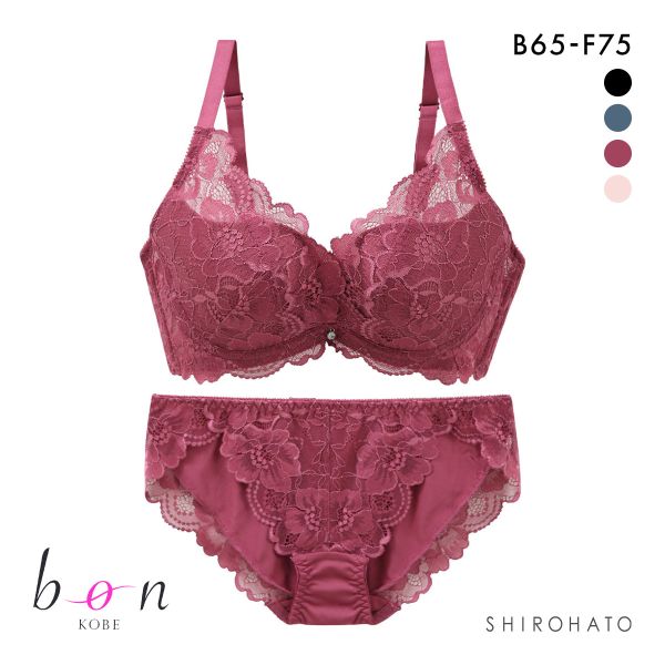 ビーオーエヌ bon 脇スッキリバストメイクブラ モノトーンレーシーカシュクール シリーズ 脇高 ブラジャー ショーツ セット BCDEF 脇肉
