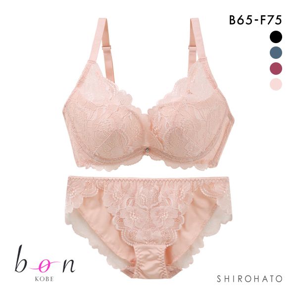 ビーオーエヌ bon 脇スッキリバストメイクブラ モノトーンレーシーカシュクール シリーズ 脇高 ブラジャー ショーツ セット BCDEF 脇肉