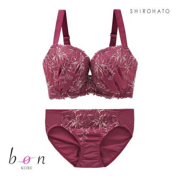 ビーオーエヌ bon 脇スッキリバストメイクブラ フラワーリーフ シリーズ 脇高 ブラジャー ショーツ セット GHI 大きいサイズ 脇すっきり 脇肉