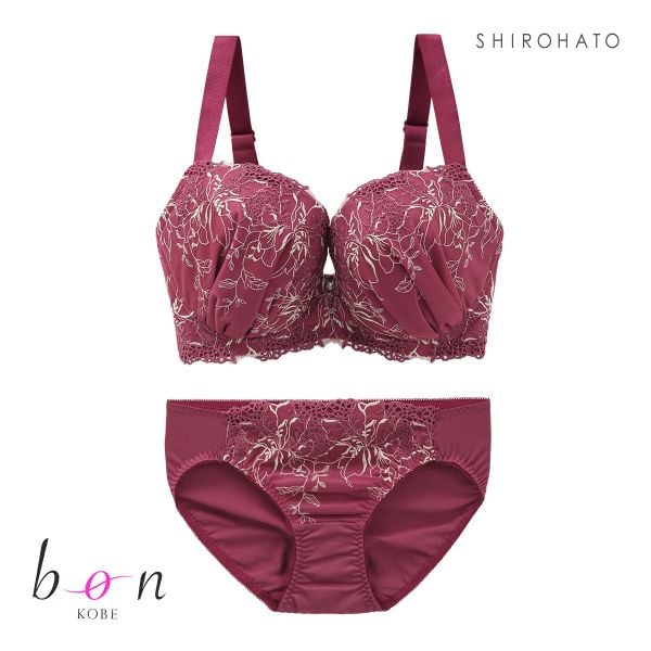 ビーオーエヌ bon 脇スッキリバストメイクブラ フラワーリーフ シリーズ 脇高 ブラジャー ショーツ セット GHI 大きいサイズ 脇すっきり 脇肉