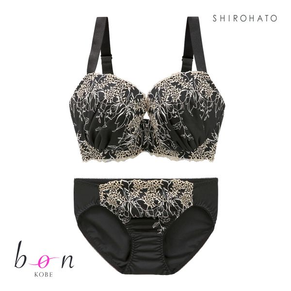 ビーオーエヌ bon 脇スッキリバストメイクブラ フラワーリーフ シリーズ 脇高 ブラジャー ショーツ セット GHI 大きいサイズ 脇すっきり 脇肉