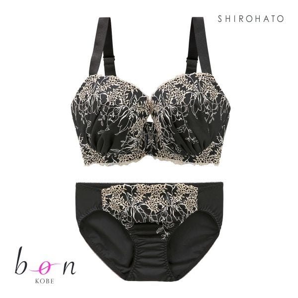 ビーオーエヌ bon 脇スッキリバストメイクブラ フラワーリーフ シリーズ 脇高 ブラジャー ショーツ セット GHI 大きいサイズ 脇すっきり 脇肉
