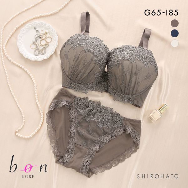 ビーオーエヌ bon インケミフラワー カシュクール シリーズ 脇高 ブラジャー ショーツ セット GHI 大きいサイズ 脇すっきり 脇肉