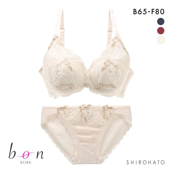 ビーオーエヌ 脇スッキリバストメイクブラ カシュクール型 エレガントライン 脇高 ブラジャー ショーツ セット BCDEF 脇肉 bon