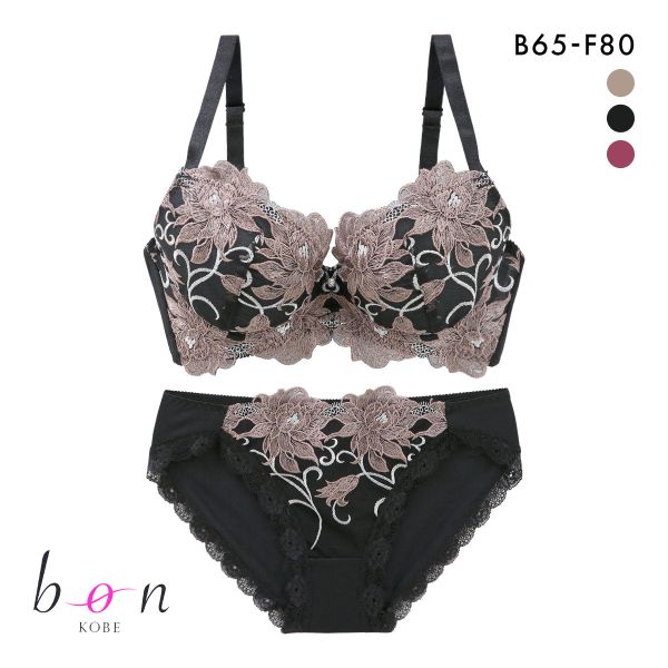 ビーオーエヌ 美胸 脇寄せ バストメイクブラ エレガンスローズ シリーズ ブラジャー ショーツ セット BCDEF bon 脇すっきり 脇高 脇肉