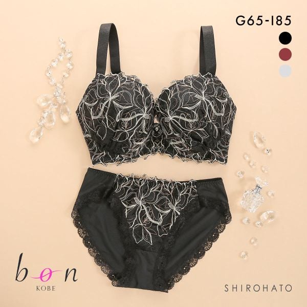 ビーオーエヌ エレガンスフラワー シリーズ 脇高 ブラジャー ショーツ セット GHI 大きいサイズ 脇すっきり 脇肉 bon