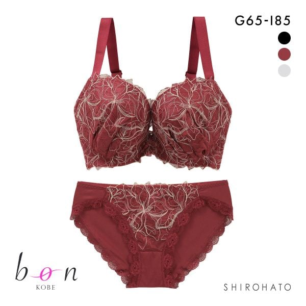 ビーオーエヌ エレガンスフラワー シリーズ 脇高 ブラジャー ショーツ セット GHI 大きいサイズ 脇すっきり 脇肉 bon