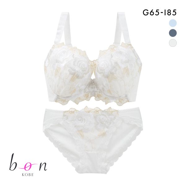 ビーオーエヌ 美胸 脇寄せ バストメイクブラ 大輪のバラ シリーズ ブラジャー ショーツ セット GHI 脇すっきり 脇高 脇肉 グラマー bon