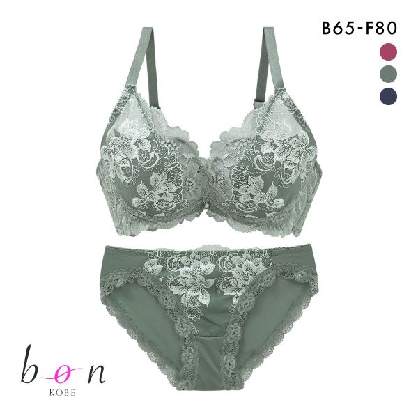 ビーオーエヌ 脇スッキリバストメイク フローラル カシュクール シリーズ 脇高 ブラジャー ショーツ セット BCDEF 脇肉 bon