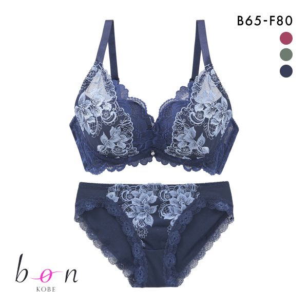 ビーオーエヌ 脇スッキリバストメイク フローラル カシュクール シリーズ 脇高 ブラジャー ショーツ セット BCDEF 脇肉 bon