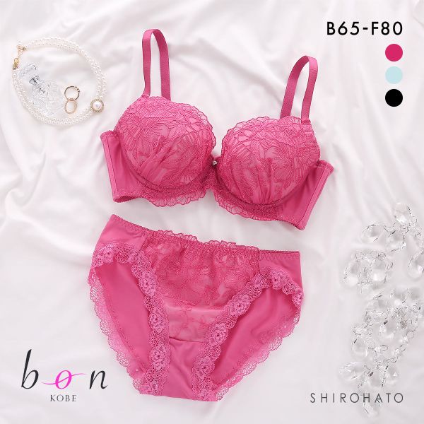 ビーオーエヌ 美胸 脇寄せ バストメイクブラ ローズレース シリーズ ブラジャー ショーツ セット BCDEF bon 脇すっきり 脇高 脇肉