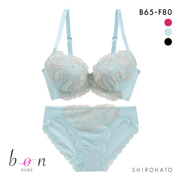 ビーオーエヌ 美胸 脇寄せ バストメイクブラ ローズレース シリーズ ブラジャー ショーツ セット BCDEF bon 脇すっきり 脇高 脇肉