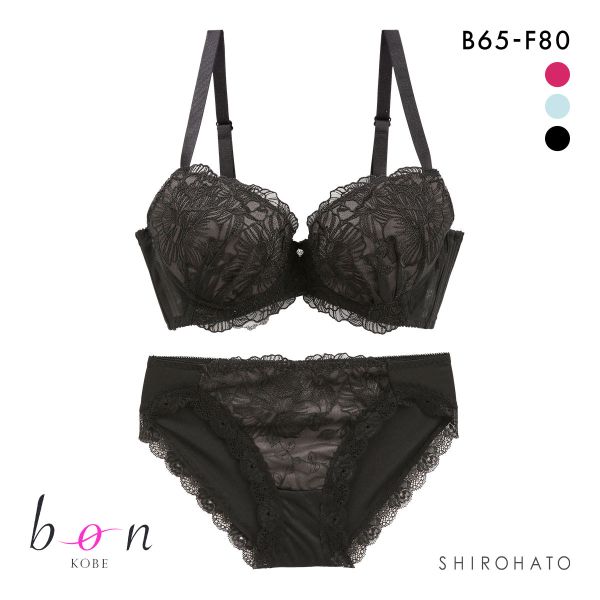 ビーオーエヌ 美胸 脇寄せ バストメイクブラ ローズレース シリーズ ブラジャー ショーツ セット BCDEF bon 脇すっきり 脇高 脇肉