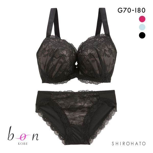 ビーオーエヌ 美胸 脇寄せ バストメイクブラ ローズレース シリーズ ブラジャー ショーツ セット GHI bon 脇すっきり 脇高 脇肉