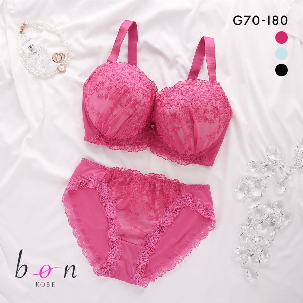 ビーオーエヌ 美胸 脇寄せ バストメイクブラ ローズレース シリーズ ブラジャー ショーツ セット GHI bon 脇すっきり 脇高 脇肉
