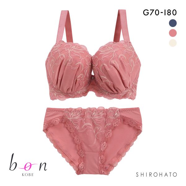 ビーオーエヌ 脇スッキリバストメイクブラ カシュクール フラワーレース シリーズ 脇高 ブラジャー ショーツ セット GHI