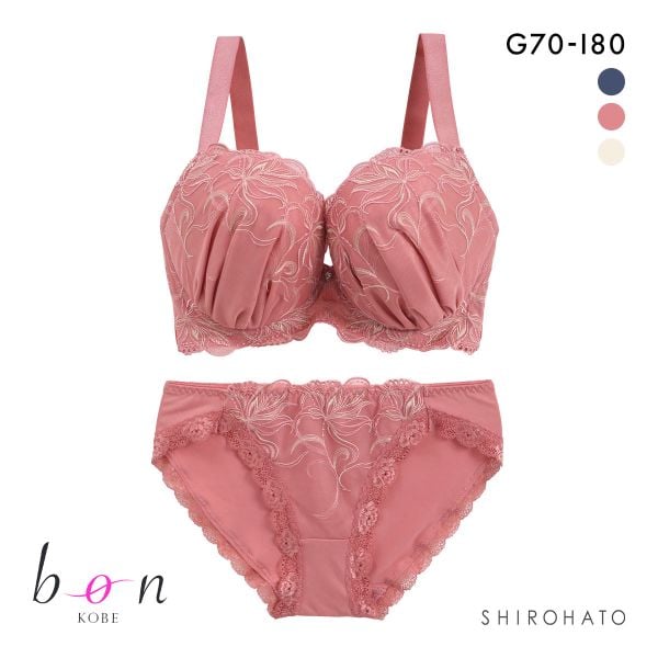 ビーオーエヌ 脇スッキリバストメイクブラ カシュクール フラワーレース シリーズ 脇高 ブラジャー ショーツ セット GHI