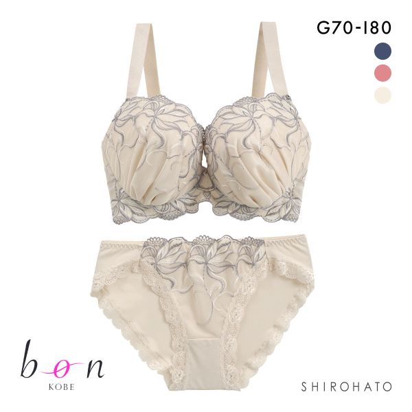 ビーオーエヌ 脇スッキリバストメイクブラ カシュクール フラワーレース シリーズ 脇高 ブラジャー ショーツ セット GHI
