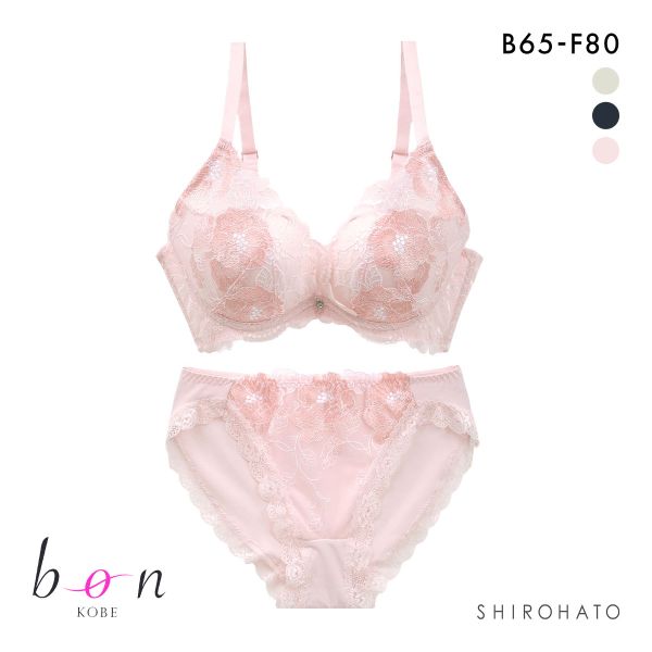 ビーオーエヌ 脇スッキリバストメイクブラ 花柄 カシュクール シリーズ 脇高 ブラジャー ショーツ セット BCDEF 脇肉 bon