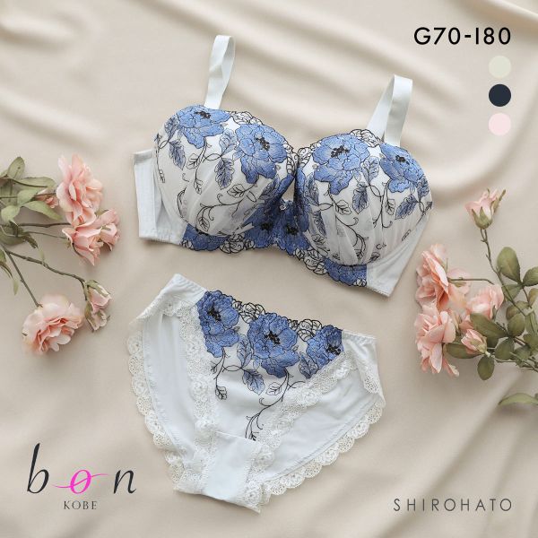 ビーオーエヌ 脇スッキリバストメイクブラ 花柄 カシュクール シリーズ 脇高 ブラジャー ショーツ セット GHI 大きいサイズ 脇すっきり 脇肉