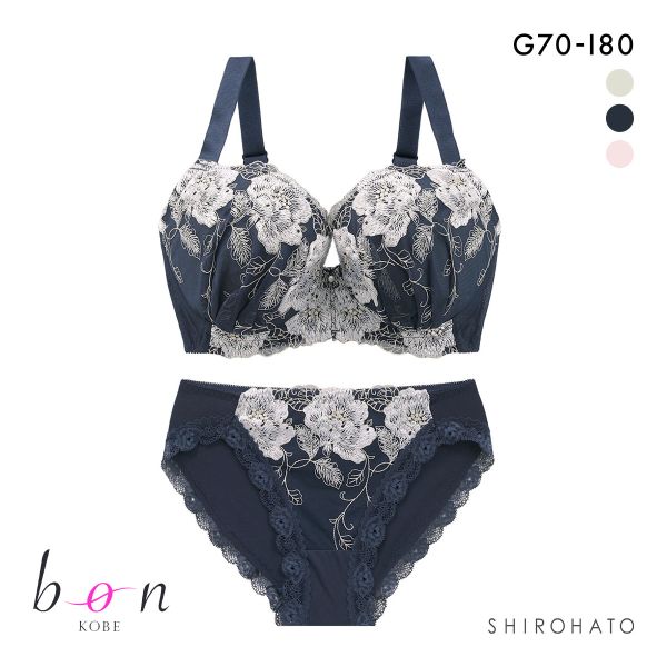 ビーオーエヌ 脇スッキリバストメイクブラ 花柄 カシュクール シリーズ 脇高 ブラジャー ショーツ セット GHI 大きいサイズ