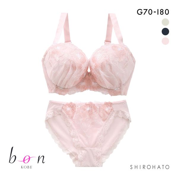 ビーオーエヌ 脇スッキリバストメイクブラ 花柄 カシュクール シリーズ 脇高 ブラジャー ショーツ セット GHI 大きいサイズ