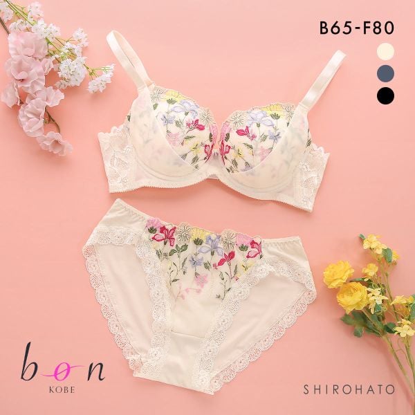 ビーオーエヌ 脇細見え 胸元リッチ シュッとRich ボタニカル シリーズ ブラジャー ショーツ セット BCDEF 脇すっきり 脇高 脇肉 bon 大きいサイズ