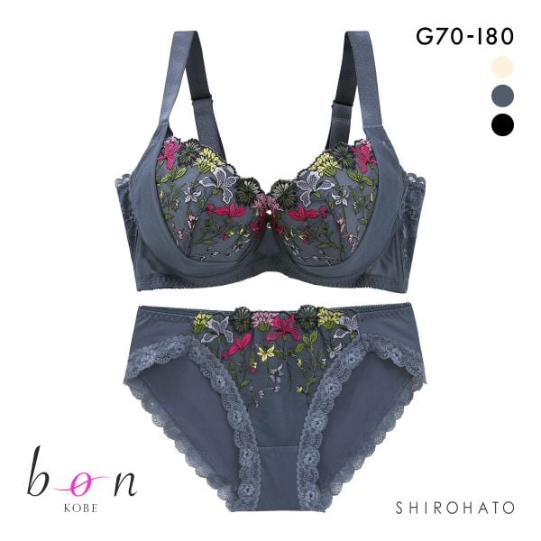 ビーオーエヌ 脇細見え 胸元リッチ シュッとRich ボタニカル シリーズ ブラジャー ショーツ セット GHI 脇すっきり 脇高 脇肉 グラマー bon 大きいサイズ