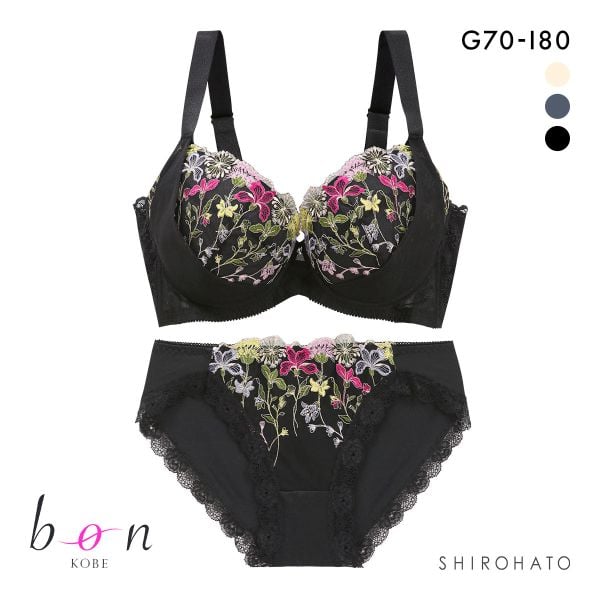 ビーオーエヌ 脇細見え 胸元リッチ シュッとRich ボタニカル シリーズ ブラジャー ショーツ セット GHI 脇すっきり 脇高 脇肉 グラマー bon 大きいサイズ