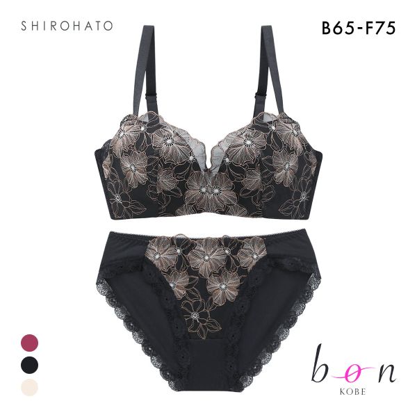 ビーオーエヌ 脇高ノンワイヤーブラ とろRich チュールレース シリーズ ブラジャー ショーツ セット BCDEF 脇肉 bon