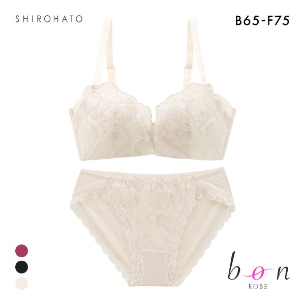 ビーオーエヌ 脇高ノンワイヤーブラ とろRich チュールレース シリーズ ブラジャー ショーツ セット BCDEF 脇肉 bon