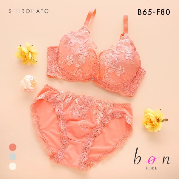 ビーオーエヌ エレガンスフラワー カシュクール シリーズ 脇高 ブラジャー ショーツ セット BCDEF 脇肉 bon