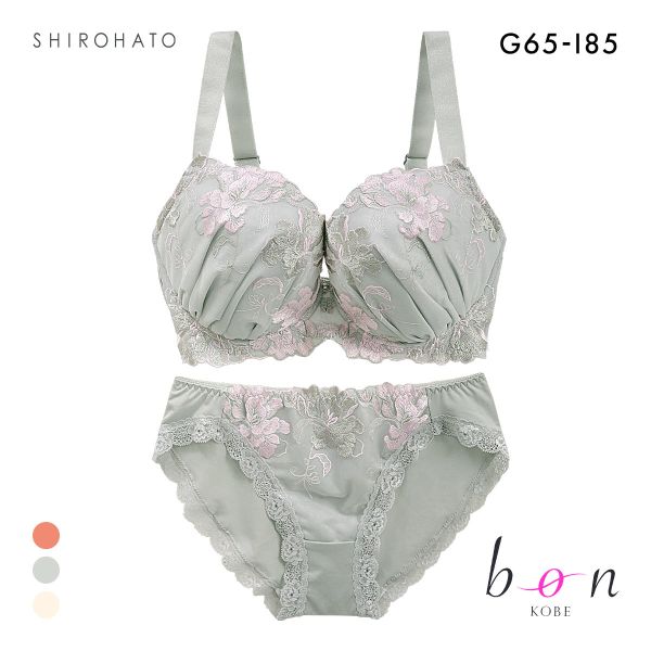 ビーオーエヌ エレガンスフラワー シリーズ 脇高 ブラジャー ショーツ セット GHI 大きいサイズ 脇肉 bon