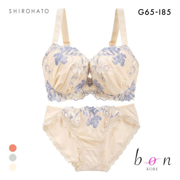 ビーオーエヌ エレガンスフラワー シリーズ 脇高 ブラジャー ショーツ セット GHI 大きいサイズ 脇肉 bon