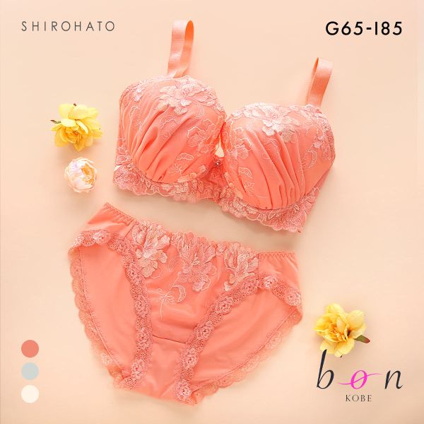 ビーオーエヌ エレガンスフラワー シリーズ 脇高 ブラジャー ショーツ セット GHI 大きいサイズ 脇肉 bon