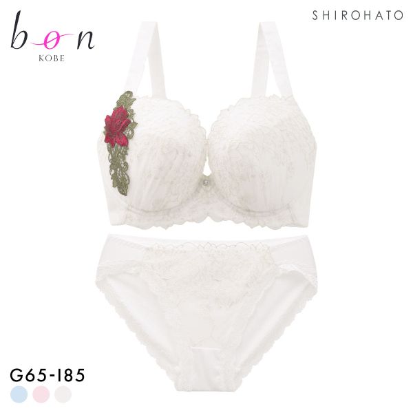 ビーオーエヌ 美胸 脇寄せ バストメイクブラ 大輪のバラ シリーズ ブラジャー ショーツ セット GHI 脇すっきり グラマー bon