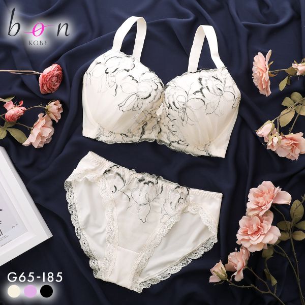 ビーオーエヌ エフォートレスフラワー シリーズ 脇高 ブラジャー ショーツ セット GHI 大きいサイズ 脇すっきり 脇肉 bon