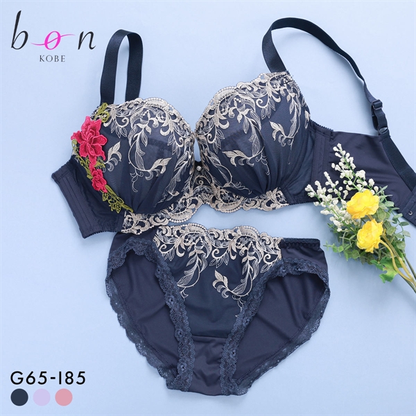 ビーオーエヌ 美胸 脇寄せ バストメイクブラ シリーズ エレガントローズ 脇高 ブラジャー ショーツ セット GHI 大きいサイズ 脇すっきり 脇肉 bon